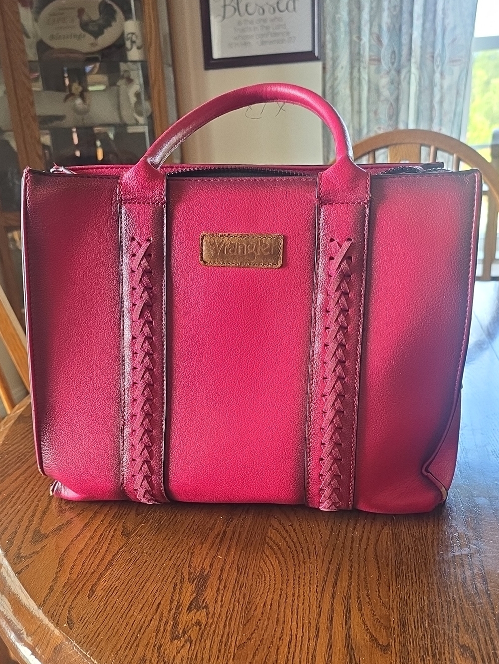 Wrangler Fuchsia Satchel with Braided Trim